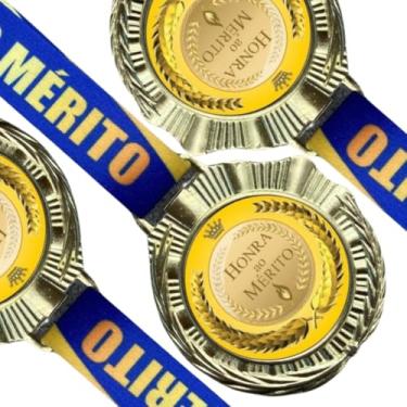 Imagem de Kit 10 Medalhas Para Honra ao Mérito Premiação De Campeão 6cm Com Cordão premium