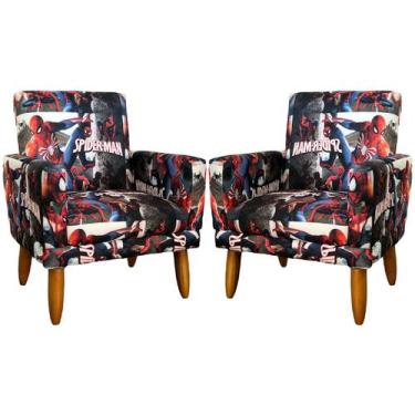 Imagem de Kit 2 Poltronas Decorativas Nina Infantil Suede Estampa Desenhos Pé Ca