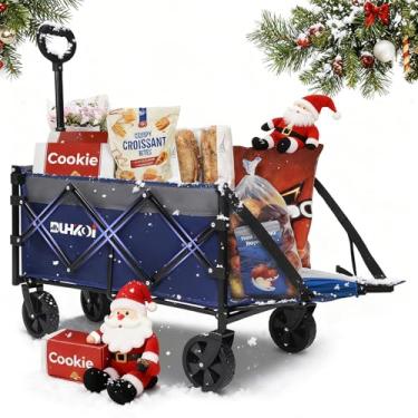 Imagem de Duhkoi Carroça dobrável com rodas, carrinho utilitário dobrável de tamanho compacto, capacidade de 172 kg para jardim, mercearia, praia, acampamento – Carrinho portátil resistente (cinza marinho)