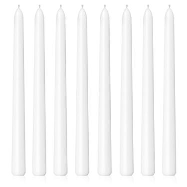 Imagem de Pacote com 8 velas brancas lisas de 25,4 cm, castiçais sem cheiro de 25 cm para decoração de casa, queima de 6 a 7 horas