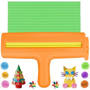 Imagem de Crimpador de papel para artesanato, ferramenta de crimpagem de papel AHIER Ferramenta de fabricação de forma de onda com rolo de 21 cm de largura para álbuns, penas, embrulho artesanato DIY (laranja)