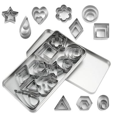 Imagem de Conjunto de 30 mini cortadores de biscoito com caixa, cortadores de biscoito pequenos de aço inoxidável para moldes de biscoito