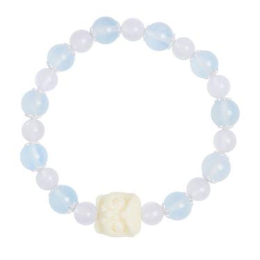 Imagem de Pulseira em prata S925 com miçangas em água-marinha e pedra da lua para mulheres