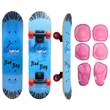 Imagem de Skate Infantil Bad Boy 40 Kg + Acessórios De Segurança Rosa