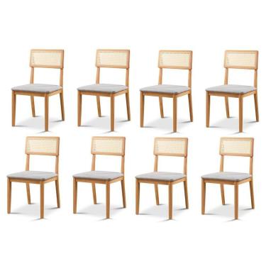 Imagem de Kit com 8 Cadeiras de Jantar Ava com Encosto de Telinha Cinza