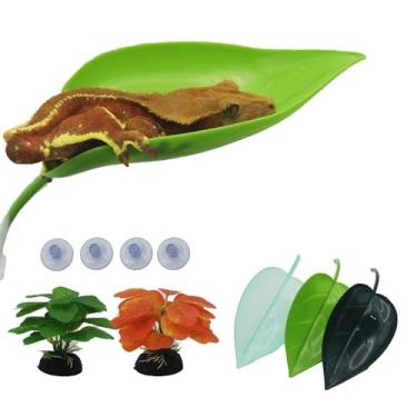 Imagem de JZNCHP Acessórios Para Aquário De Lagartixa-De-Crista, 3 Peças, Galhos Répteis, Pele Brinquedo Escalada Parede Lagartixa, Rã-Árvore, Folhas Réptil, Cobra