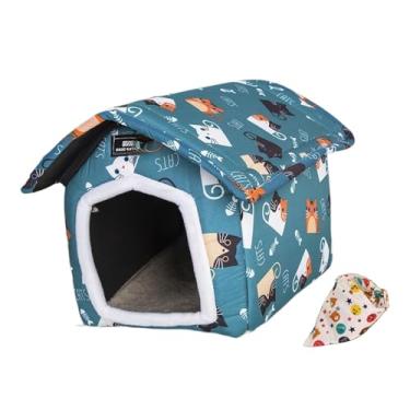 Imagem de MFMEXUL Abrigo para Gatos de Rua, Casinha para Gatos Que Vagam Livremente, Suprimentos para Animais de Estimação, Toca Dobrável E Aconchegante para Animais de, M Green