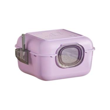 Imagem de Caixa de Areia para Gato Totalmente Fechada Banheiro Oversized Anti-Splash Barreira Anti-Areia e Odor Suprimentos Limpeza Pets Bacia Cocô com Proteção Privacidade Ambiente Residencial