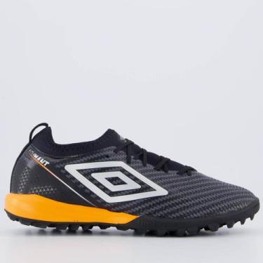 Imagem de Chuteira Umbro Adamant Top Speed Club Society Preta e Laranja, 41