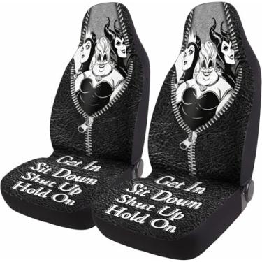 Imagem de GENANY Rebel Witch Trio 2 capas de assento dianteiras de carro para carro, caminhão, sedan, SUV, protetores de assento automotivos duráveis, presentes de carro fofos, capas de cadeira balde