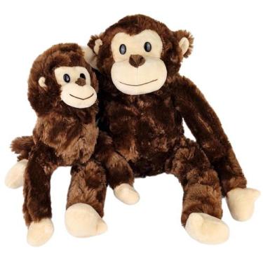 Imagem de Macaco De Pelúcia Com Filhote Realista Grande - Fizzy