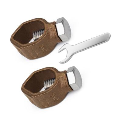 Imagem de Braçadeira de haste de aterramento, ótima para hastes de aterramento de 1/5.1 cm, 5/20.3 cm e 3/10.2 cm (1/5.1 cm - 5/20.3 cm), braçadeira de bronze de silicone, 2, V58)