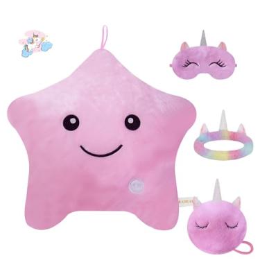 Imagem de KAHEAUM Decorative Throw Pillows for Bed Home Decor Living Room Sofa Chair Car Christmas Holiday Birthday Gifts, Cute Soft Hugging Plush Star Throw Pillow Cushion, Couch Pillows with Inserts Set Pink