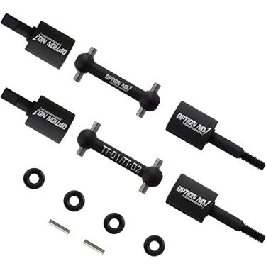 Imagem de HobbyMarking Conjunto de eixo de transmissão óssea de alumínio para carro RC para tamiya TT-01 TT-01D TT-02 chassi 1/10 peças de atualização de carro on-road