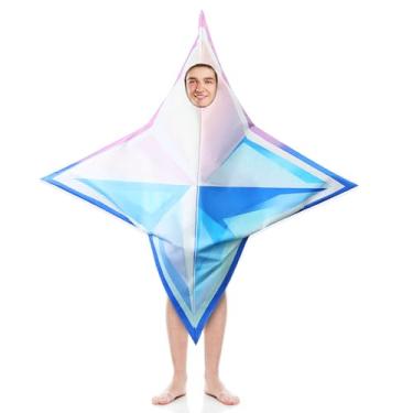 Imagem de GZHOK Fantasia de desenho animado de anime Halloween show de palco cosplay capa de quatro pontas roupa cosplay estrela, Azul, M