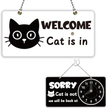 Imagem de PLIGREAT Placa aberta fechada para negócios, placas abertas de gato fofo, placa dupla face, horas de boas-vindas, para loja de varejo, bar, padaria, janela, decoração de parede, placa de porta