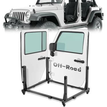Imagem de OBNAUX Suporte De Porta-Bagagens Para Cabides Porta Compatível Com Jeep Gladiator Jt E Wrangler Jk Jku Jl Jlu Tj Yj 1987-2024, Removível Carrinho Deslizante 2/4 (Preto)