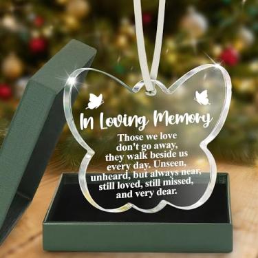 Imagem de In Loving Memory Ornamento Memorial Lembrança Presente de simpatia para perda de um ente querido Luto Borboleta Pendurada Decoração Tributo Lembrança Família Conforto Presente para aniversário de