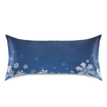 Imagem de ATTX Fronha de almofada branca com flocos de neve com fecho de envelope para cabelo e pele, macia, respirável, lisa, ambos os lados, capa de almofada de seda refrescante (King 50 x 101 cm, 1 peça