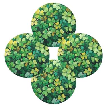 Imagem de ATTX Jogo americano redondo de trevo verde de São Patrício para mesa de jantar, jogo americano de decoração do dia de São Patrício, tapetes para mesa de cozinha para 4#560