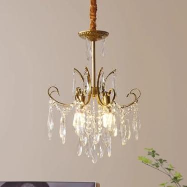 Imagem de Luminária pendente nórdica retrô pós-moderna de luxo, com detalhes em cristal francês e luz aconchegante | Ideal para sala de estar, quarto, restaurante e bar (C/40CM)