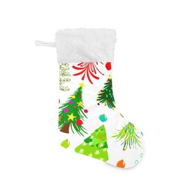 Imagem de GakkiGii Linda árvore de Natal com 5 meias de Natal, pacote com 2, decoração grande para pendurar na parede da árvore da lareira, 45 x 31 cm