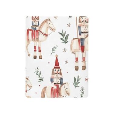 Imagem de ATTX Lençol de berço com elástico – Lençóis de bebê com personagens de quebra-nozes de Natal, capa de colchão respirável de microfibra macia para berço padrão e colchão infantil, 68,6 cm x 99,1 cm x