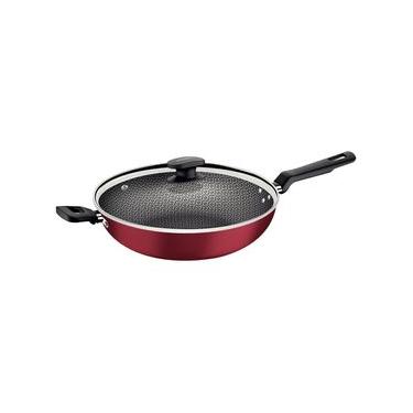 Imagem de Wok Tramontina Loreto em Alumínio Antiaderente Starflon Max com Tampa de Vidro 28 cm 3,3 L Vermelho