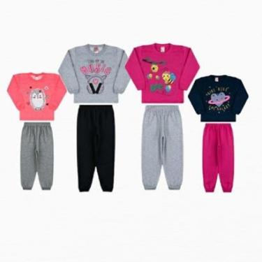 Imagem de Kit 4 Conjuntos Moletom Infantil Inverno Cleomara Feminino-Feminino