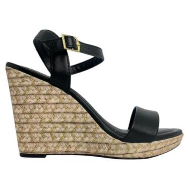 Imagem de Sandália Moleca Napa Tecido Corda Moderno Casual, Preto, 37