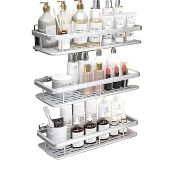 Imagem de Suportes De Prateleira De Canto Para Casa De Banho E Cozinha - Prateleiras Adesivas E AcessóRios Para Casa De Banho(G-3 Retangular -preto)