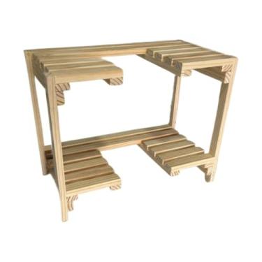 Imagem de Móvel para Pia de Coluna Madeira Pinus Natural Organizador de Banheiro Resistente Acabamento Rústico