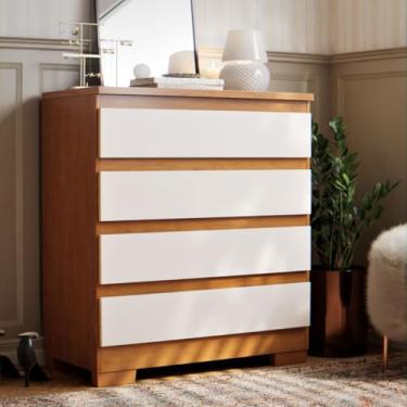 Imagem de Cômoda 4 Gavetas Branco Nature Off White MDF MDP Quarto Casal Solteiro Infantil cômoda para quarto(Nature Off White)