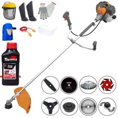 Imagem de Roçadeira RL520P Tekna 52cc Com Carretel + Facas 2 Pontas, 3 Pontas, 6 Pontas, 40 Dentes, 80 Dentes, Trimmer e Escova de Aço + EPI + ÓLEO TOYAMA