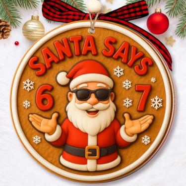 Imagem de Enfeite de Natal 67 - 67 enfeites para árvore de Natal, Papai Noel Says Six Seven 2025 - Engraçado 6 7 Presentes de Elefante Branco, Diversão para Adolescentes, Crianças - Decoração Viral - Presentes