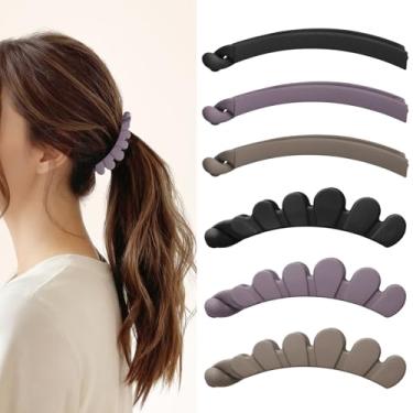 Imagem de 6 peças de grampos de cabelo de banana para mulheres, clipe de banana pequeno para cabelo fino e grosso, suporte de rabo de cavalo, pente de cabelo clássico para qualquer ocasião (neutro)