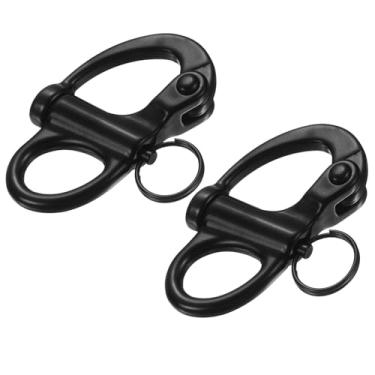 Imagem de Sopepoyie Grilhão de liberação rápida preta de 96 mm/3,78 polegadas, manilha fixa de aço inoxidável 316 para acampamento ao ar livre, navios náuticos, manilha de içamento industrial, manilha de