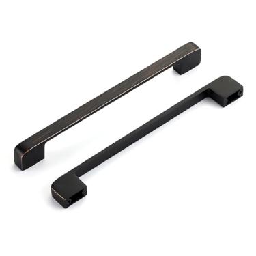 Imagem de HOME EDIT Puxadores de armário de bronze de borracha a óleo com espaçamento de orifício de 19 cm, base ampla, puxadores de armário de cozinha para gavetas, pacote com 24