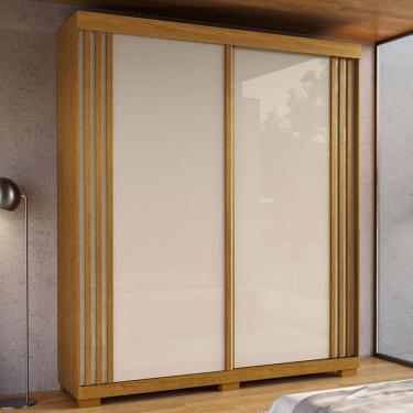 Imagem de Guarda-Roupa Casal Athena 2 Portas 3 Gavetas 100% Mdf Cinamomo/Off White - Acp Móveis