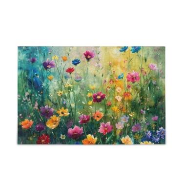 Imagem de WELLDAY Quebra-cabeça abstrato colorido flores silvestres 1000 peças grande jogo de arte para adultos adolescentes