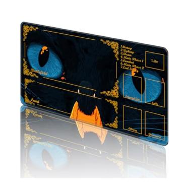 Imagem de TOEMZTFT Playmat for MTG, with Free Storage Bags,Game Mat 24 x 14 inches, TCG and Board Game Mat for Cards,Mousepad Desk Mats，Cat Eyes
