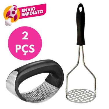 Imagem de Kit 02 Pç Amassador Espremedor Triturador Alho E Amassador Batatas Ino