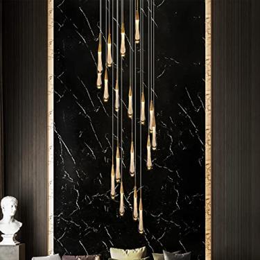 Imagem de Lustre moderno de cristal com 18 luzes, dimerizável, LED, dourado, luminária de teto, pendente de cristal em formato de bolha, para sala de estar, hall de entrada, 90W, lustre para escadas.