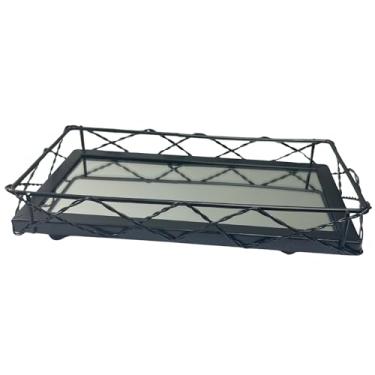 Imagem de Bandeja Decorativa Retangular com Fundo Espelhado (Preta)