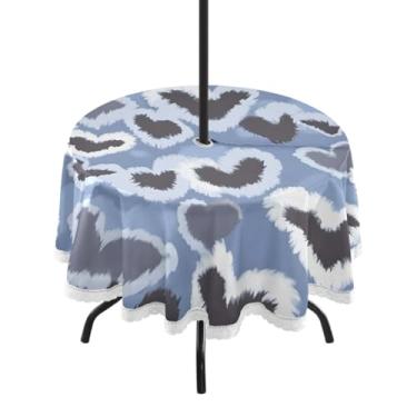 Imagem de CEBUGI Toalha de mesa redonda para uso ao ar livre, estampa de leopardo, impermeável, com furo Umberlla, capa de mesa lavável para pátio, cozinha, sala de jantar, 152 cm