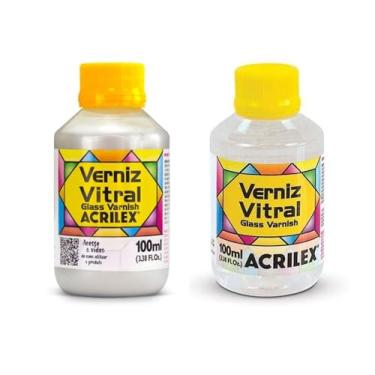 Imagem de Verniz Vitral Acrilex 100ml – Base Madrepérola 592 + Incolor Clareador | Brilho Intenso para Vidro, Cerâmica, Porcelana, Copos, Garrafas e Artesanato Decorativo