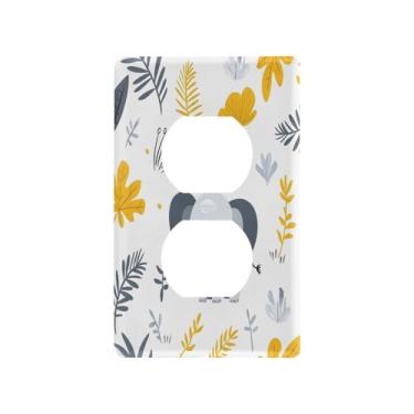 Imagem de Wassud Placa de cobertura para interruptor de luz, elefante fofo com palmas, capas decorativas de tomada para tomadas elétricas, duplex 12 x 7 cm