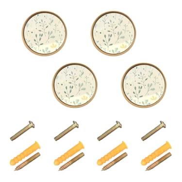 Imagem de Wassud Simple Line Art 4 maçanetas de armário redondas para móveis puxadores e puxadores de gaveta de cômoda de cozinha de 3 cm