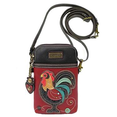 Imagem de Chala Group Bolsa tiracolo para celular de galo – presente de galo, vinho, 12,7 cm x 19 cm x 2,5 cm, Galo vinho, 5" x 7.5" x 1"