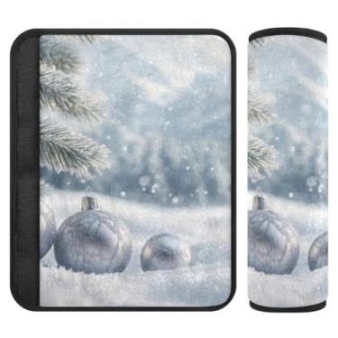 Imagem de Burbuja Snowy Christmas Balls Capa de cinto de segurança de carro almofadas macias confortáveis protetor de cinto de segurança de carro para alça de ombro de assento de carro, 1 par pequeno
